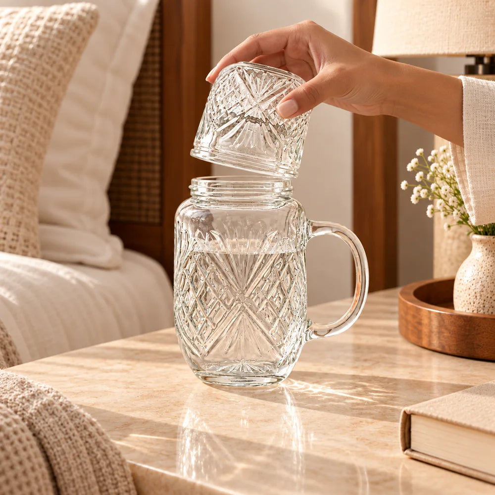 Sunburst Embossed Carafe Set (540 ml Carafe & Glass) — view 2