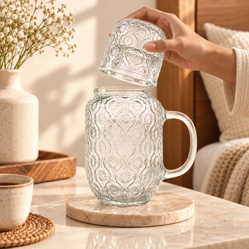 Orbit Embossed Carafe Set (540 ml Carafe & Glass) — view 2