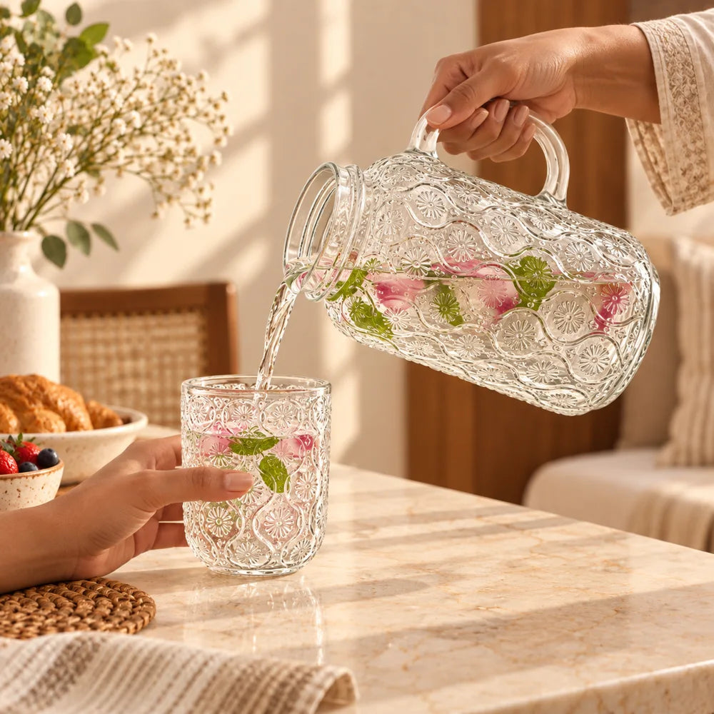 Orbit Embossed Carafe Set (540 ml Carafe & Glass) — view 3