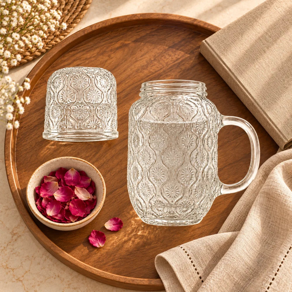 Orbit Embossed Carafe Set (540 ml Carafe & Glass) — view 4