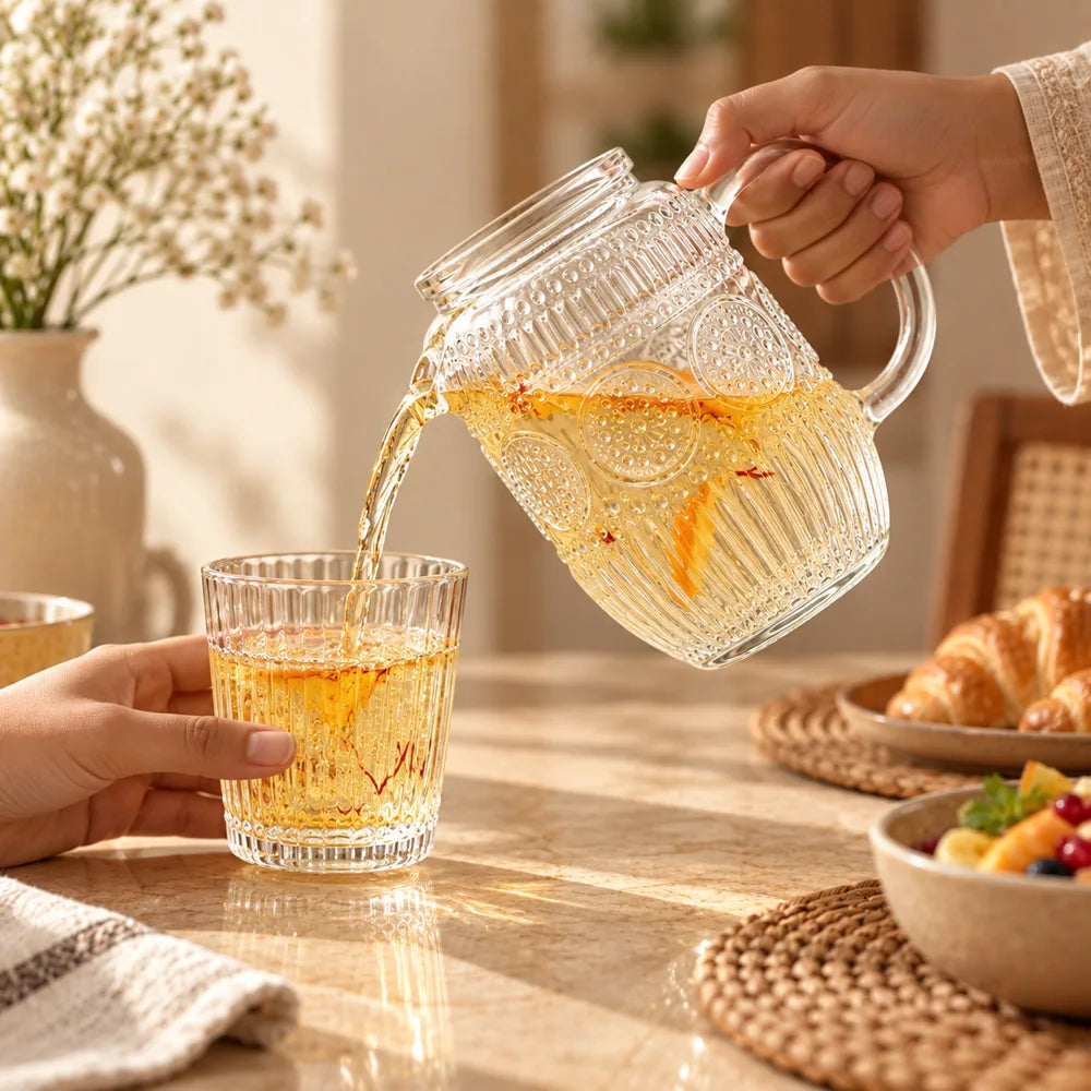 Linear Glass Carafe Set (540 ml Carafe & Glass) — view 3