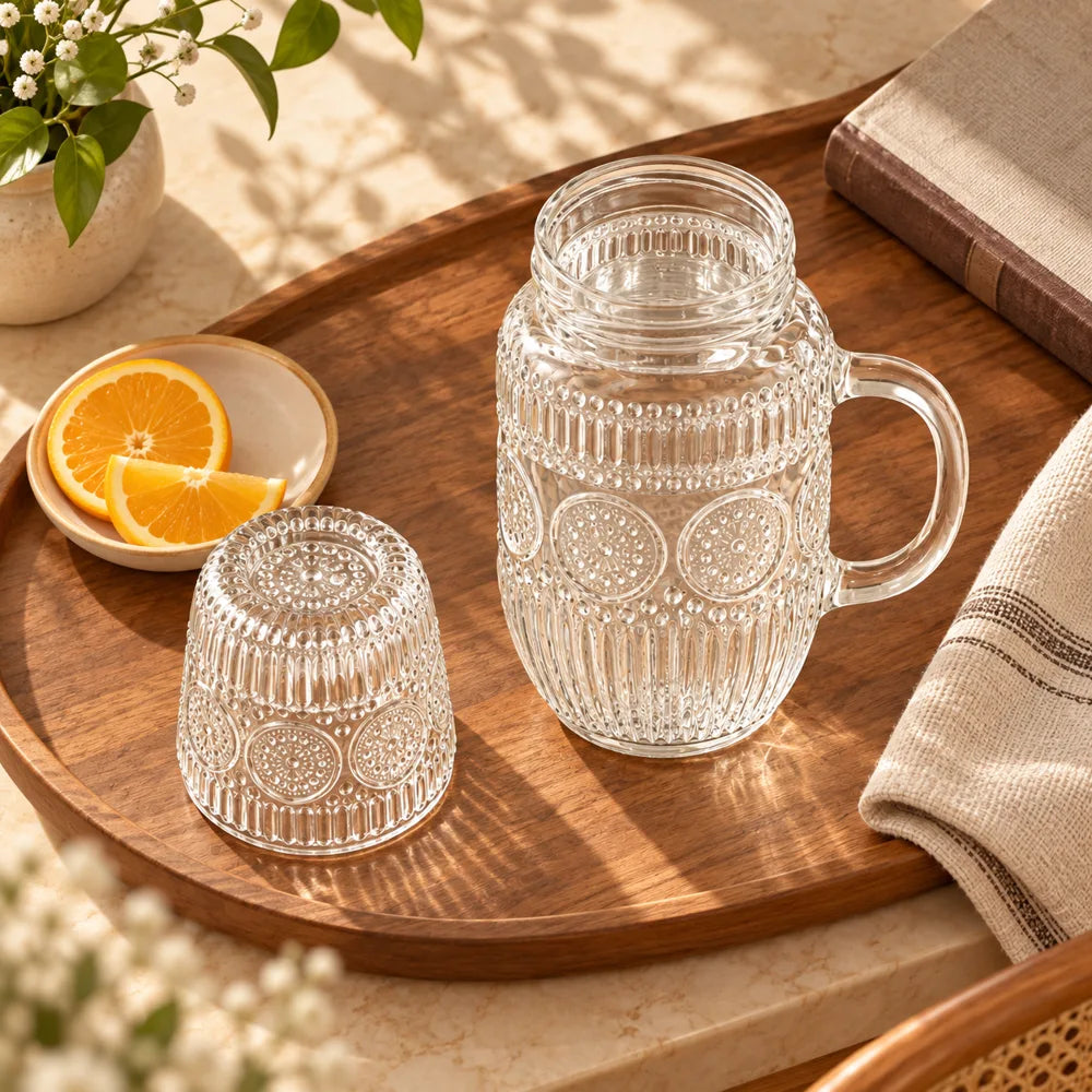 Linear Glass Carafe Set (540 ml Carafe & Glass) — view 4
