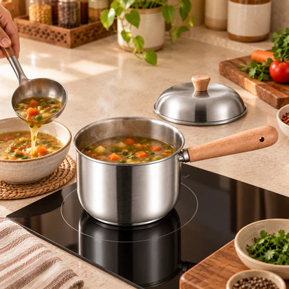 Mini Stainless Steel Milk Pan (400 ml & Lid) — view 3