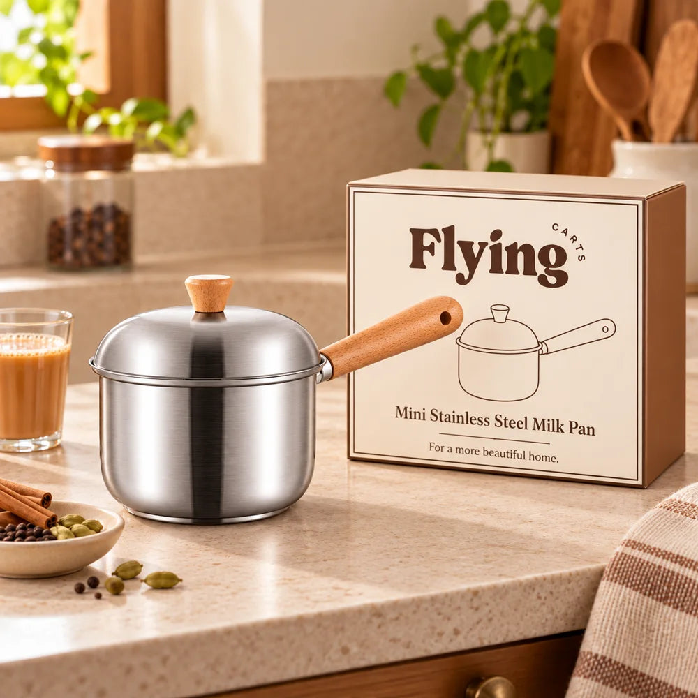 Mini Stainless Steel Milk Pan (400 ml & Lid) — view 6