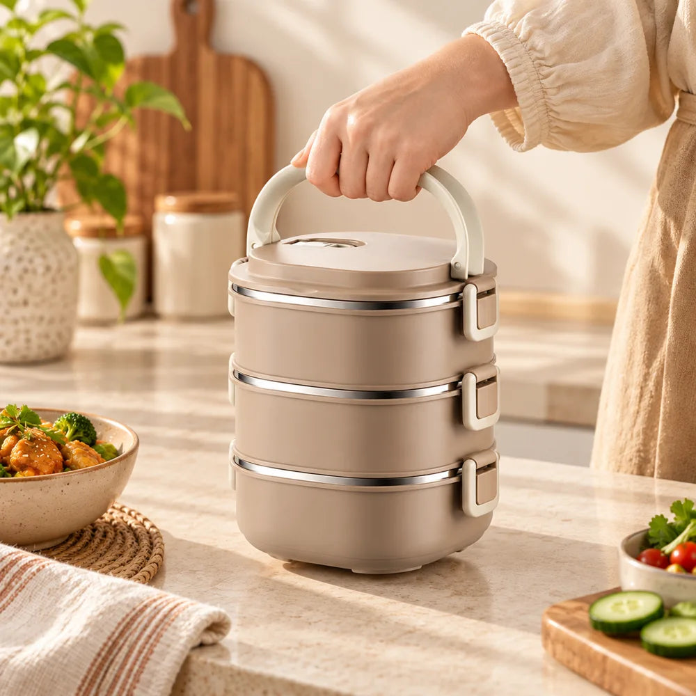 Stackable Stainless Steel Lunch Box (1400 ml & 2 Layers) — view 2