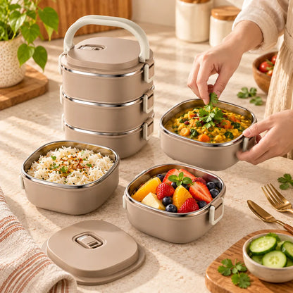 Stackable Stainless Steel Lunch Box (1400 ml & 2 Layers) — view 3