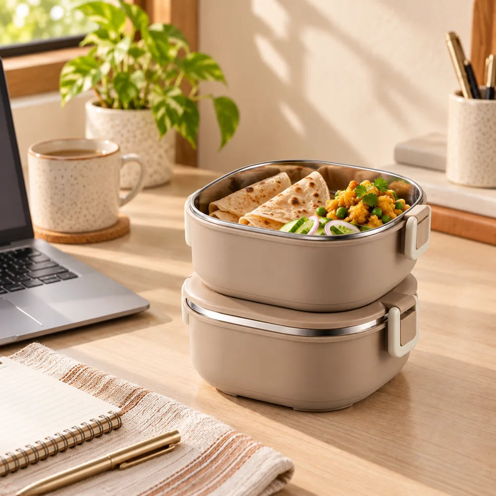Stackable Stainless Steel Lunch Box (1400 ml & 2 Layers) — view 4