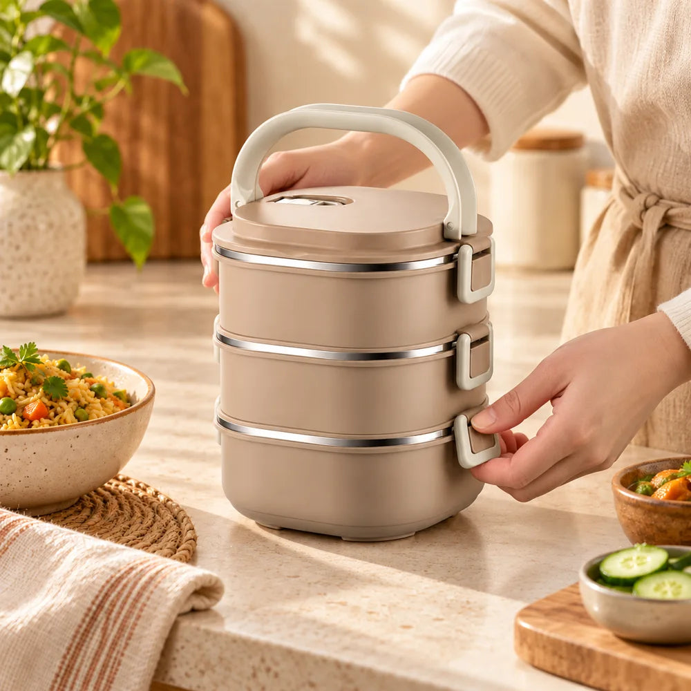 Stackable Stainless Steel Lunch Box (1400 ml & 2 Layers) — view 5