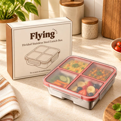 Divided Stainless Steel Lunch Box (4 Compartments) — view 6
