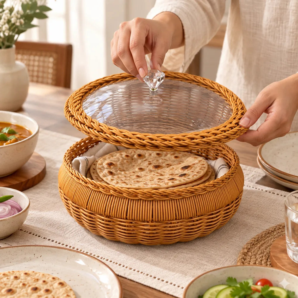 Round Lidded Woven Basket (30 × 11 cm) — view 2
