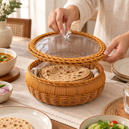 Round Lidded Woven Basket (30 × 11 cm) — view 2