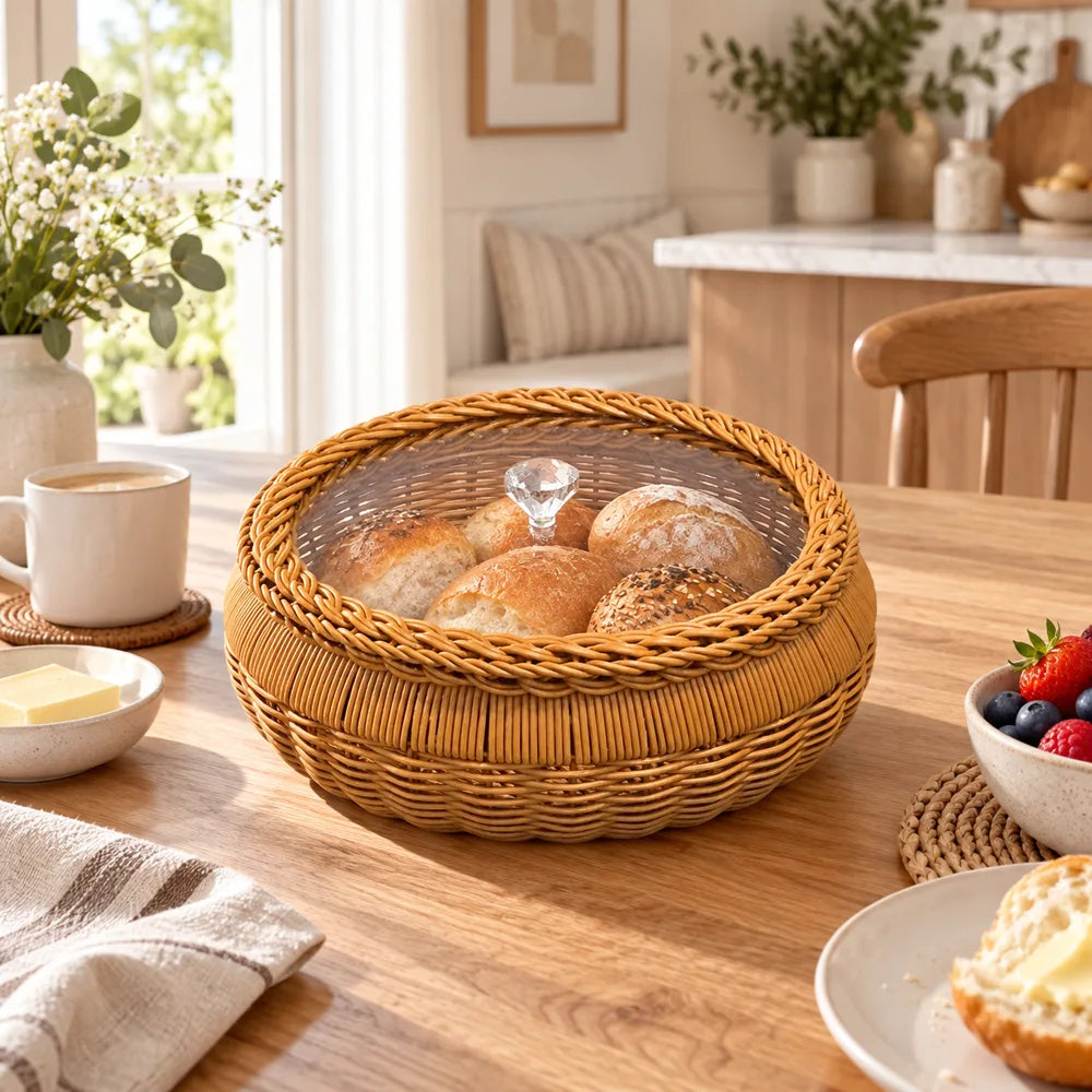 Round Lidded Woven Basket (30 × 11 cm) — view 3