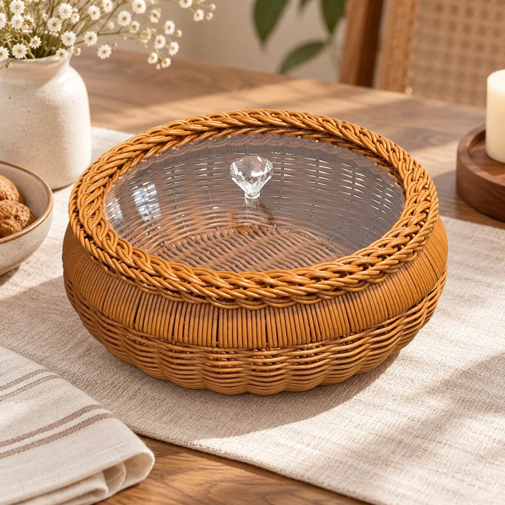 Round Lidded Woven Basket (30 × 11 cm) — view 4
