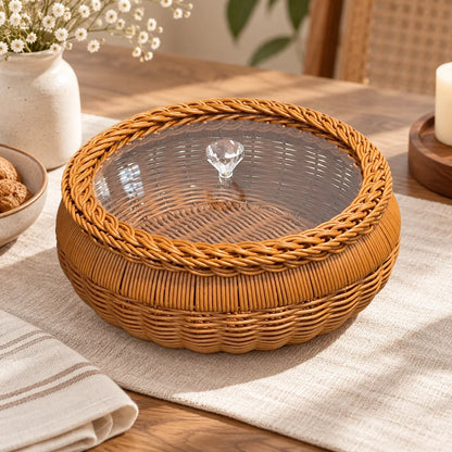 Round Lidded Woven Basket (30 × 11 cm) — view 4