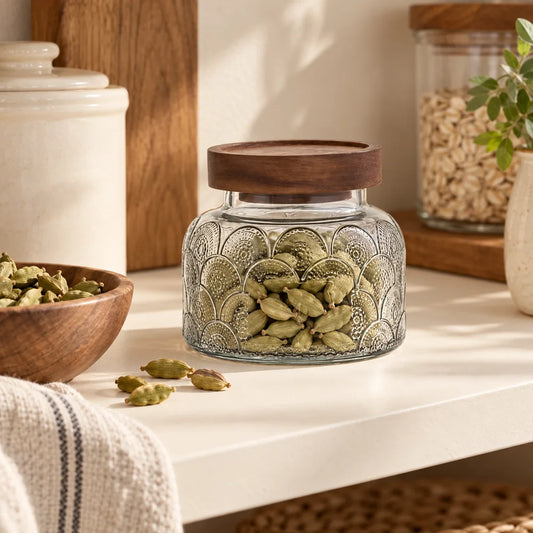 Vintage Floral Glass Storage Jars (650 ml) — view 1