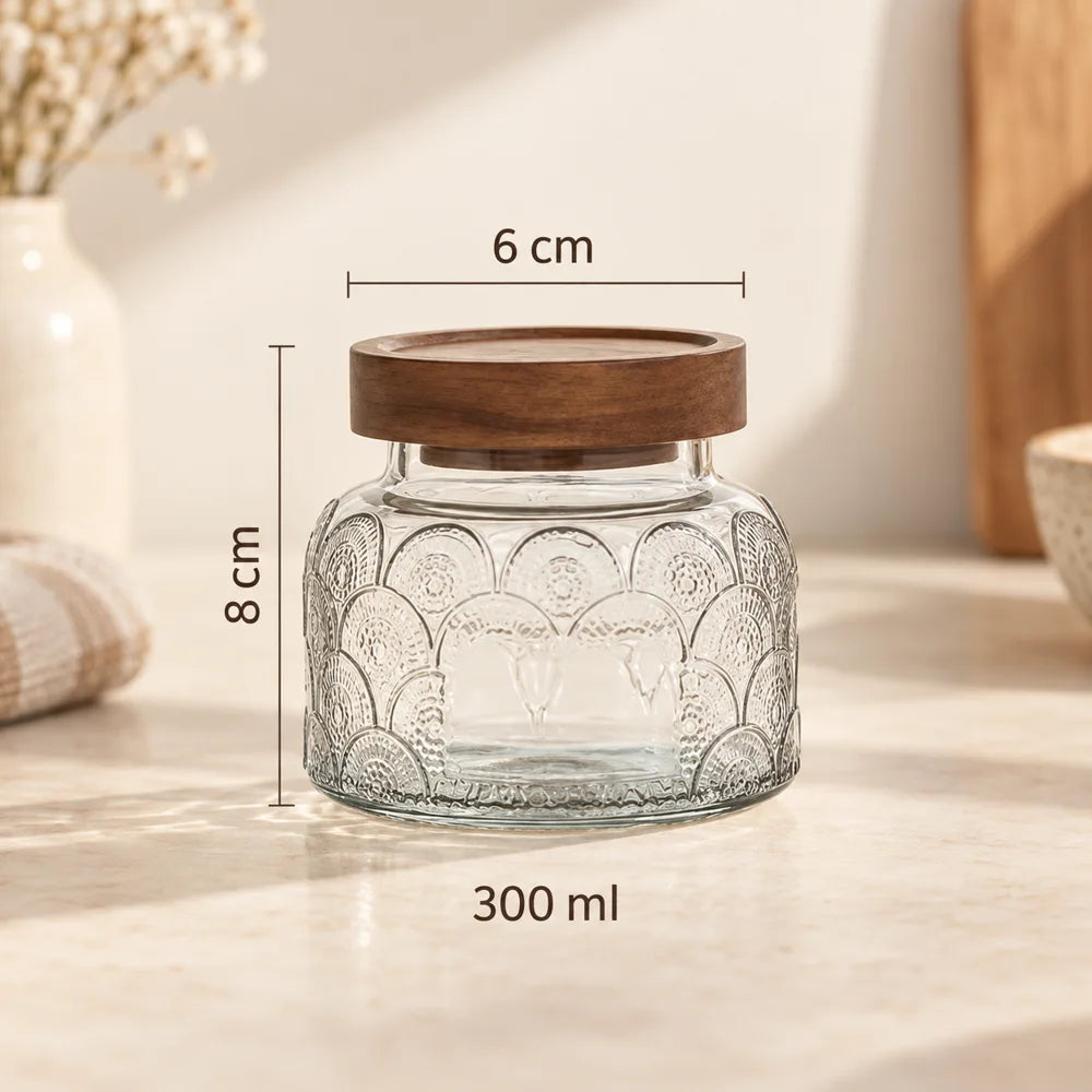 Vintage Floral Glass Storage Jars (650 ml) — view 5