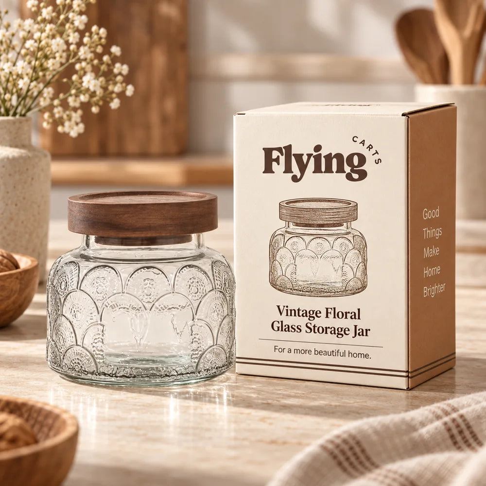 Vintage Floral Glass Storage Jars (650 ml) — view 6