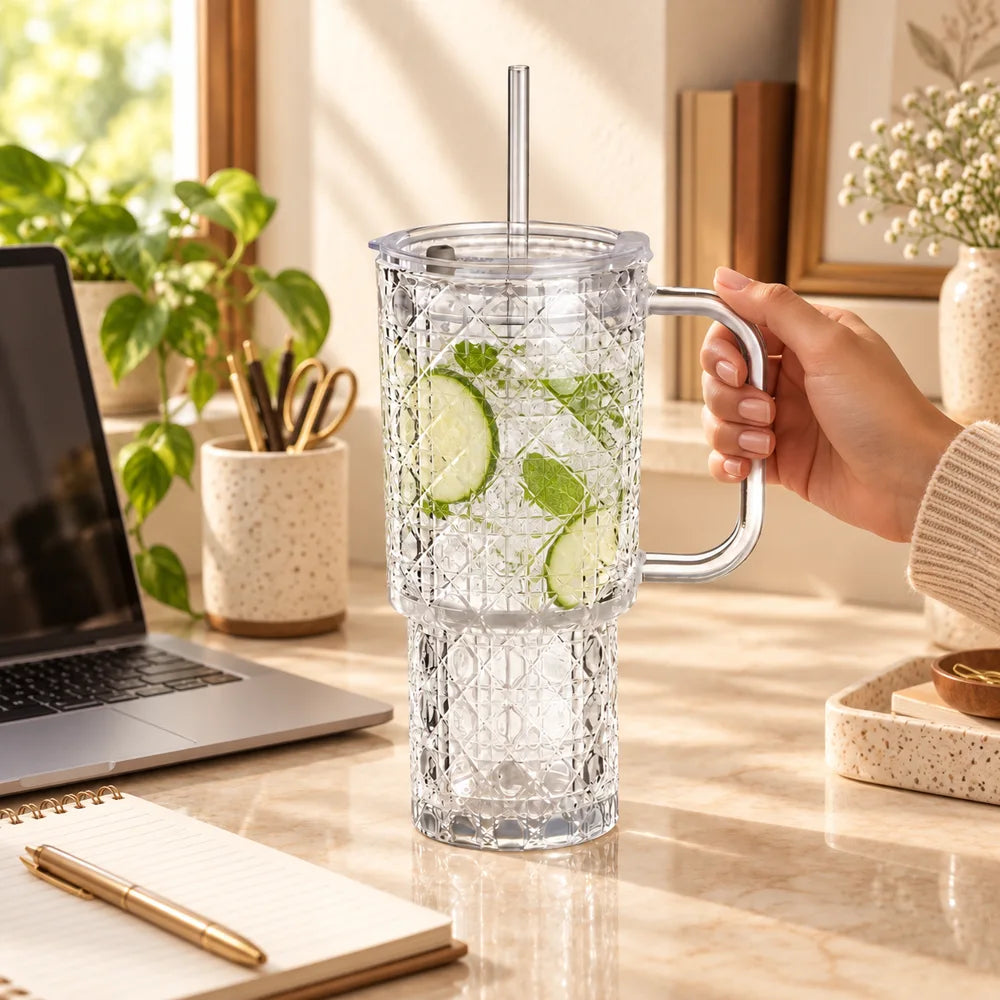 Gem-Cut Handle & Straw Tumbler (750 ml) — view 4