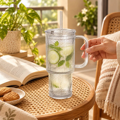 Fluted Handle & Straw Tumbler (750 ml) — view 4