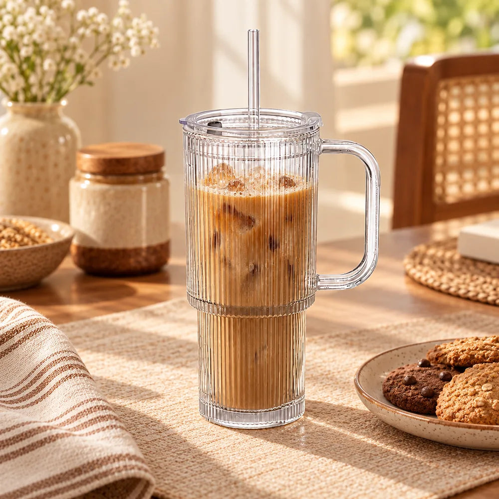 Fluted Handle & Straw Tumbler (750 ml) — view 5