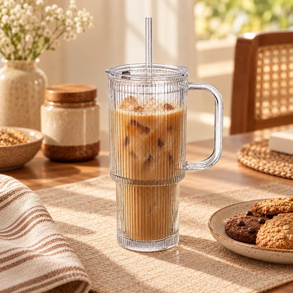 Fluted Handle & Straw Tumbler (750 ml) — view 5