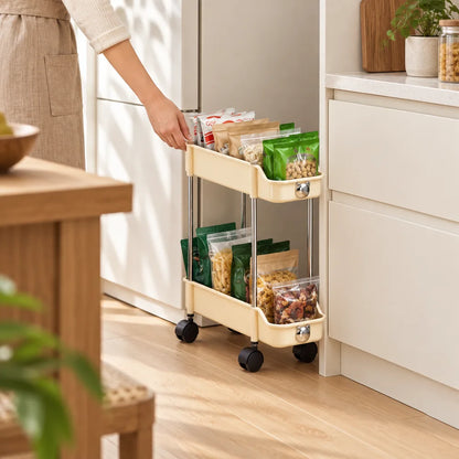 Cream Slim Storage Trolley (2 Tiers) — view 2