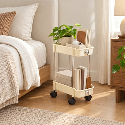 Cream Slim Storage Trolley (2 Tiers) — view 4