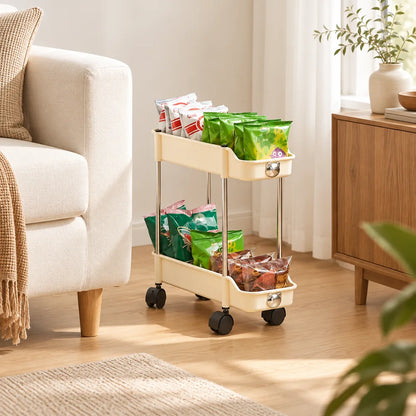 Cream Slim Storage Trolley (2 Tiers) — view 5
