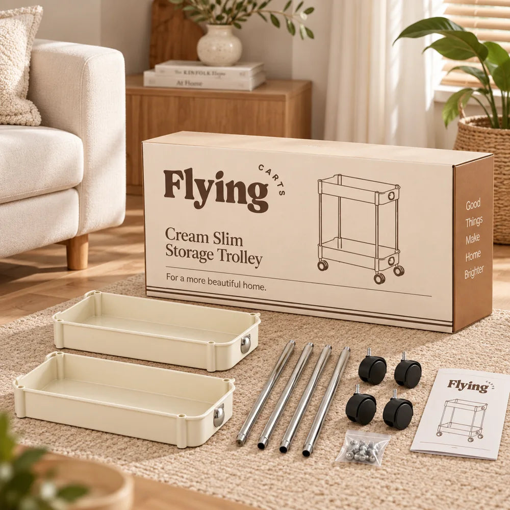 Cream Slim Storage Trolley (2 Tiers) — view 6