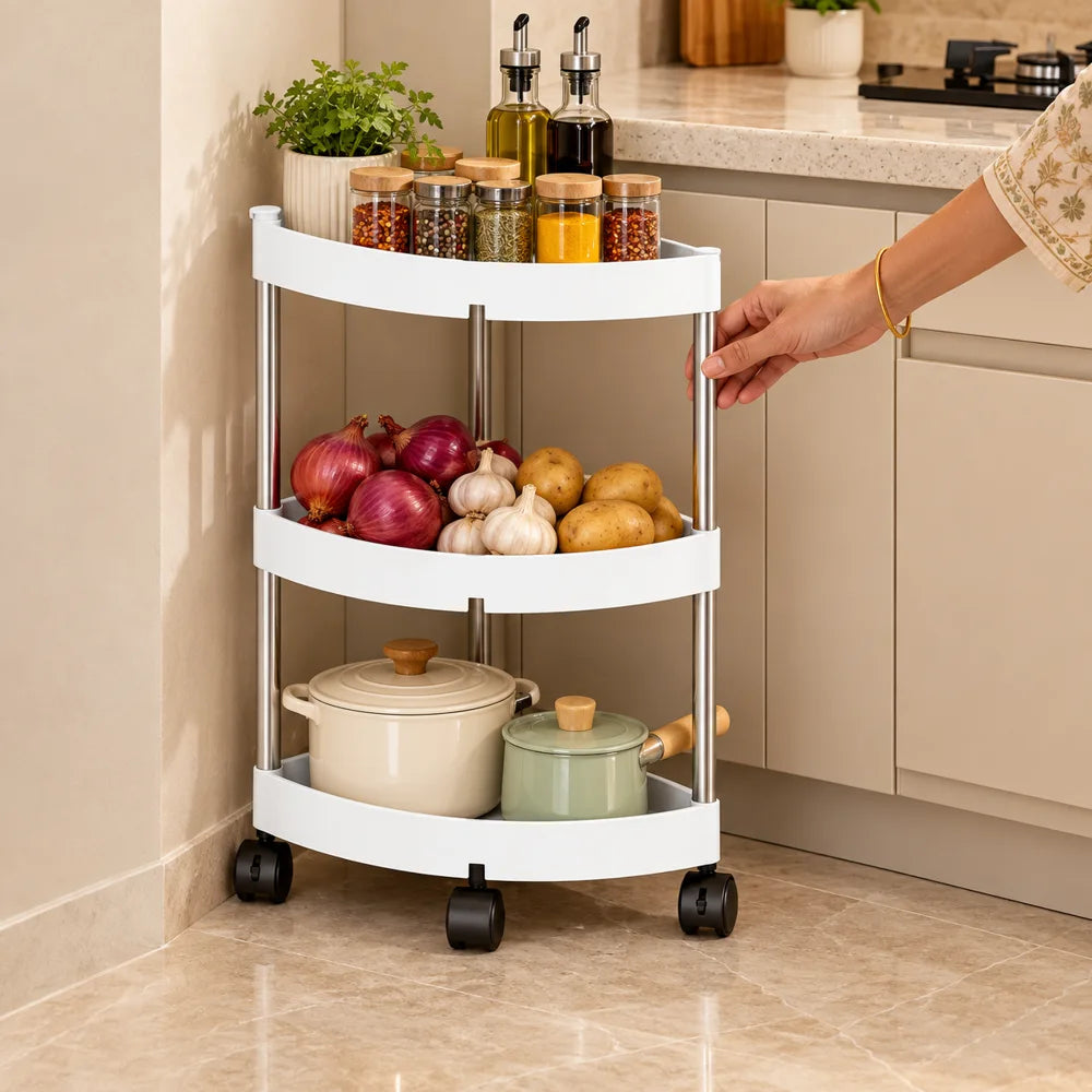 Slim Corner Trolley Steel Frame (3 Tiers) — view 2