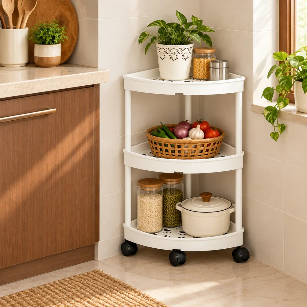 Slim Corner Trolley Plastic Frame (3 Tiers) — view 1