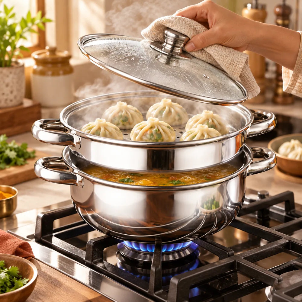 Stainless Steel Steamer & Soup Pot (28 cm & Steamer) — view 2