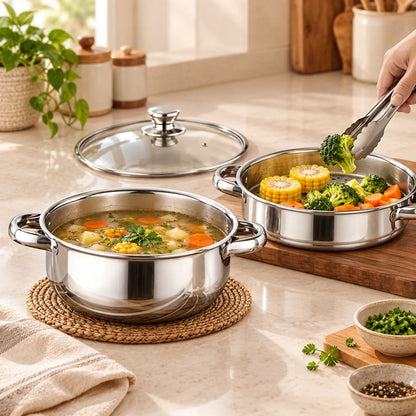 Stainless Steel Steamer & Soup Pot (28 cm & Steamer) — view 3