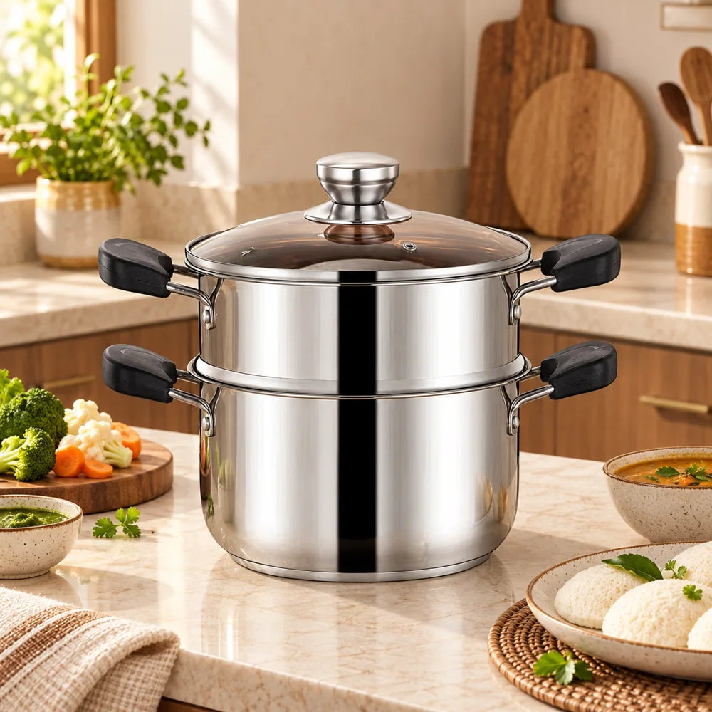 Steel Soup Pot with Steamer (20 cm) — view 1