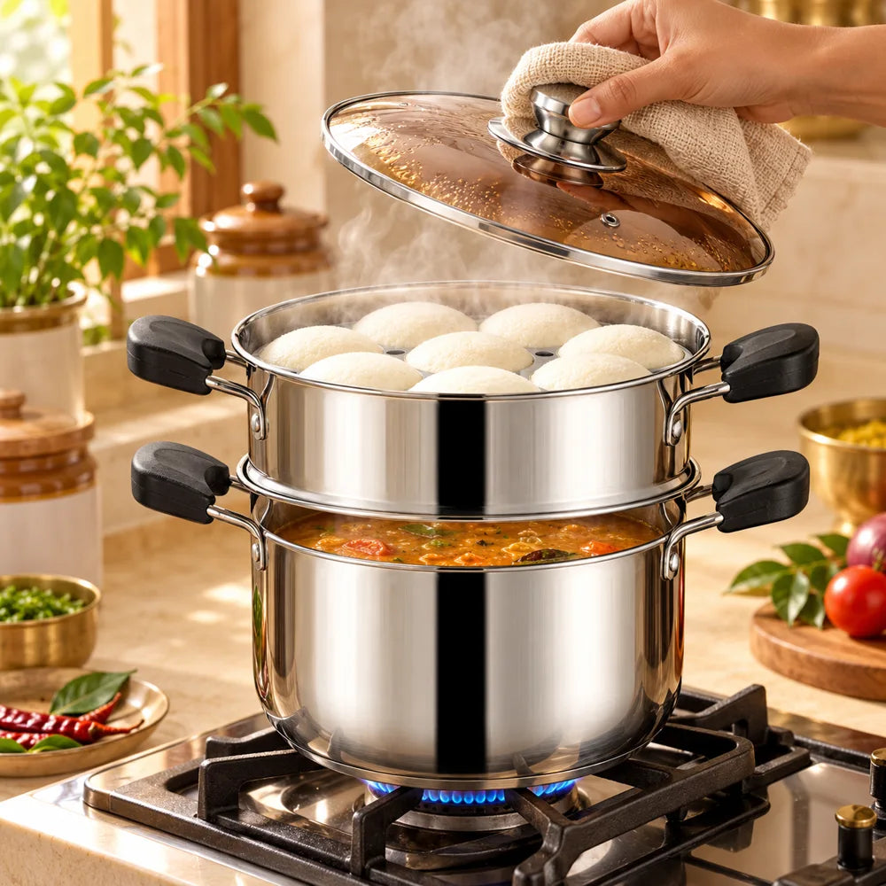 Steel Soup Pot with Steamer (20 cm) — view 2