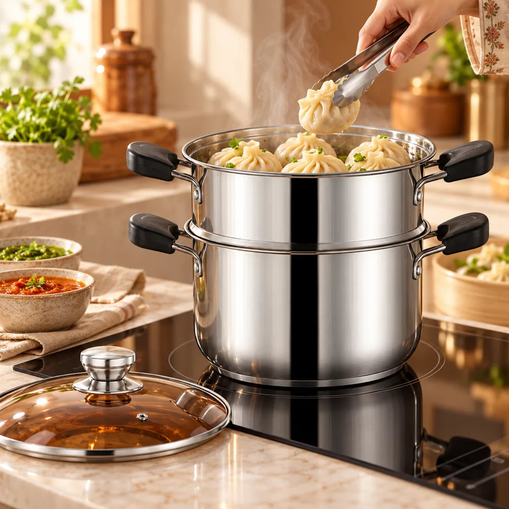 Steel Soup Pot with Steamer (20 cm) — view 4
