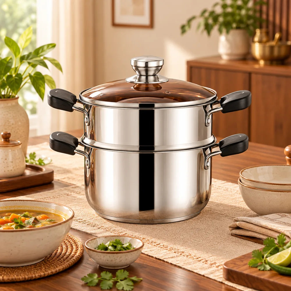 Steel Soup Pot with Steamer (20 cm) — view 5