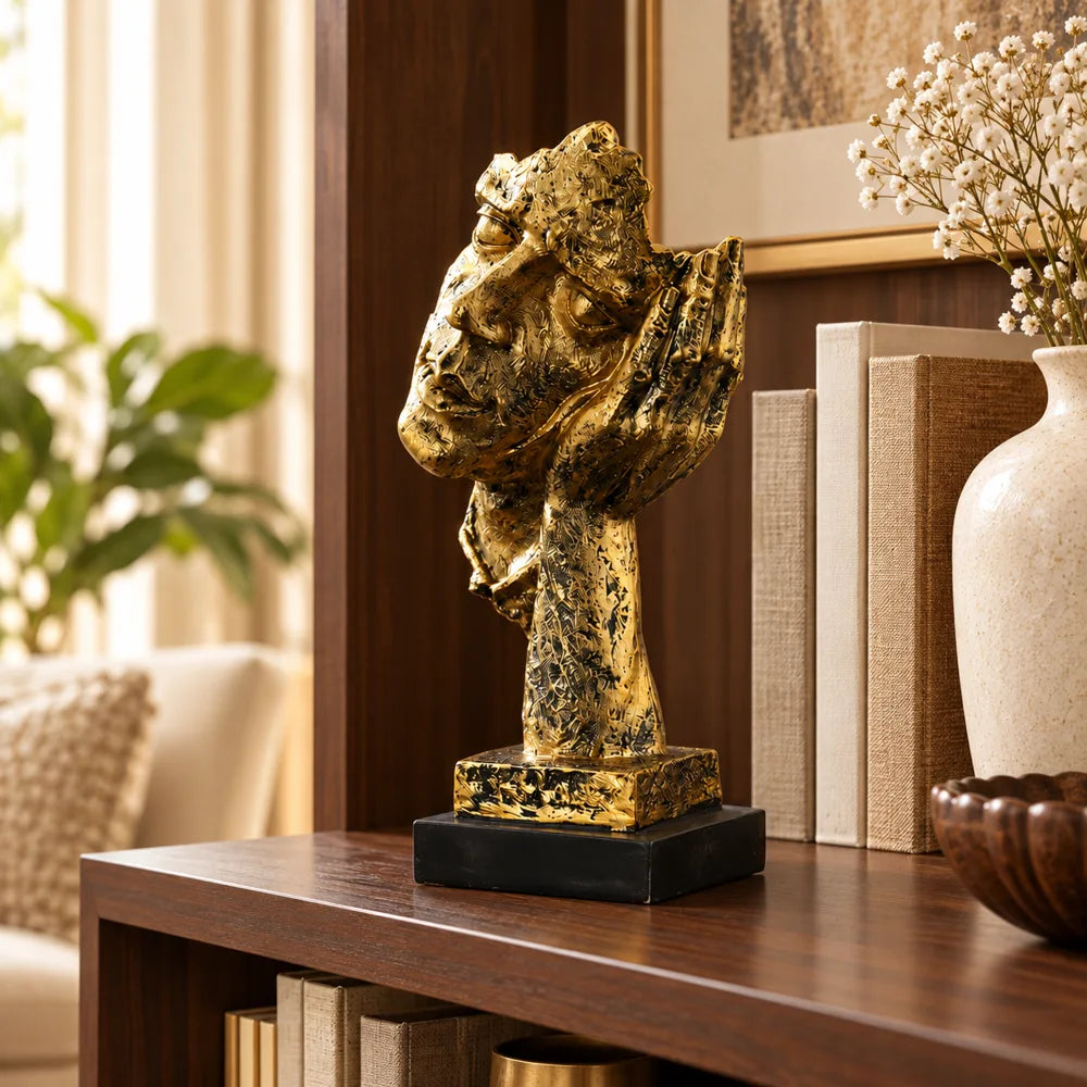 Quietude Antiqued Gold Tone Listening Sculpture — view 2