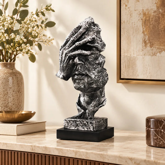 Quietude Antiqued Silver Reflection Sculpture — view 1