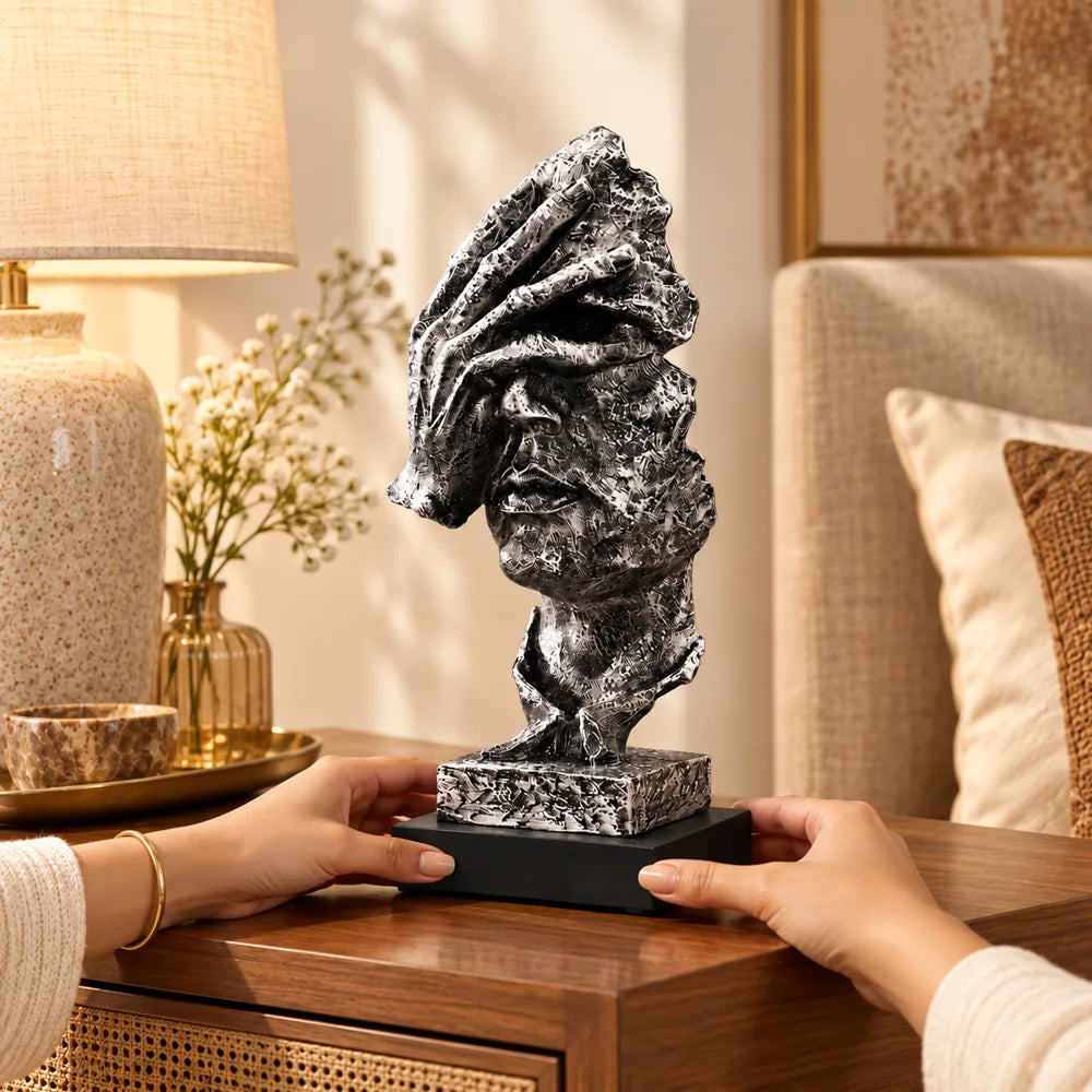 Quietude Antiqued Silver Reflection Sculpture — view 3