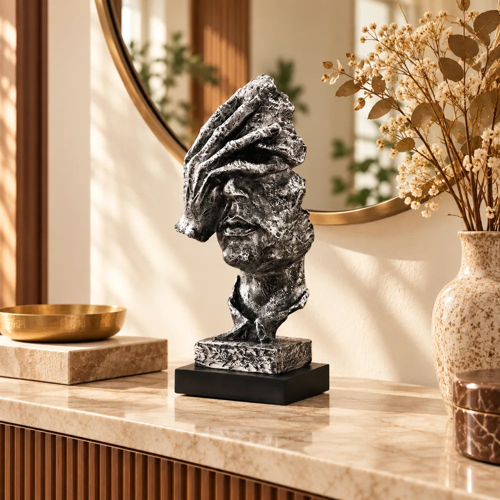 Quietude Antiqued Silver Reflection Sculpture — view 4