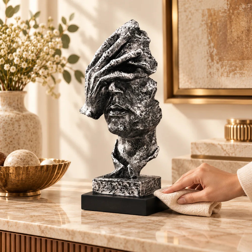 Quietude Antiqued Silver Reflection Sculpture — view 5