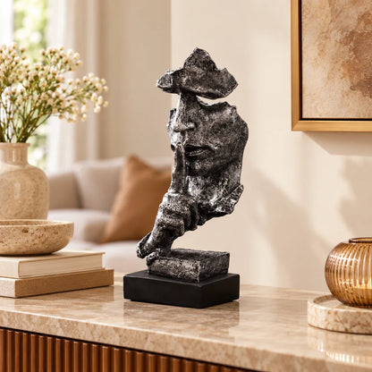 Quietude Antiqued Silver Silence Sculpture — view 1
