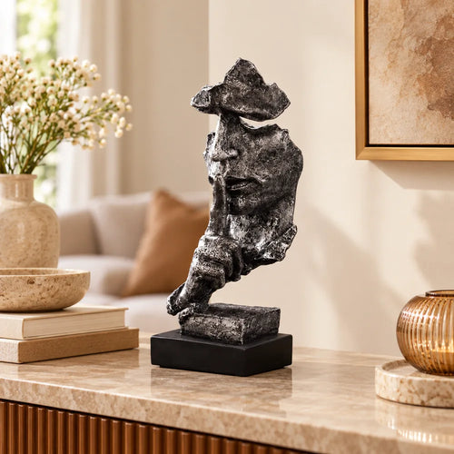 Quietude Antiqued Silver Silence Sculpture — view 1