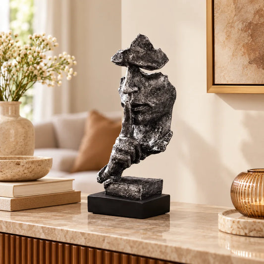 Quietude Antiqued Silver Silence Sculpture — view 1