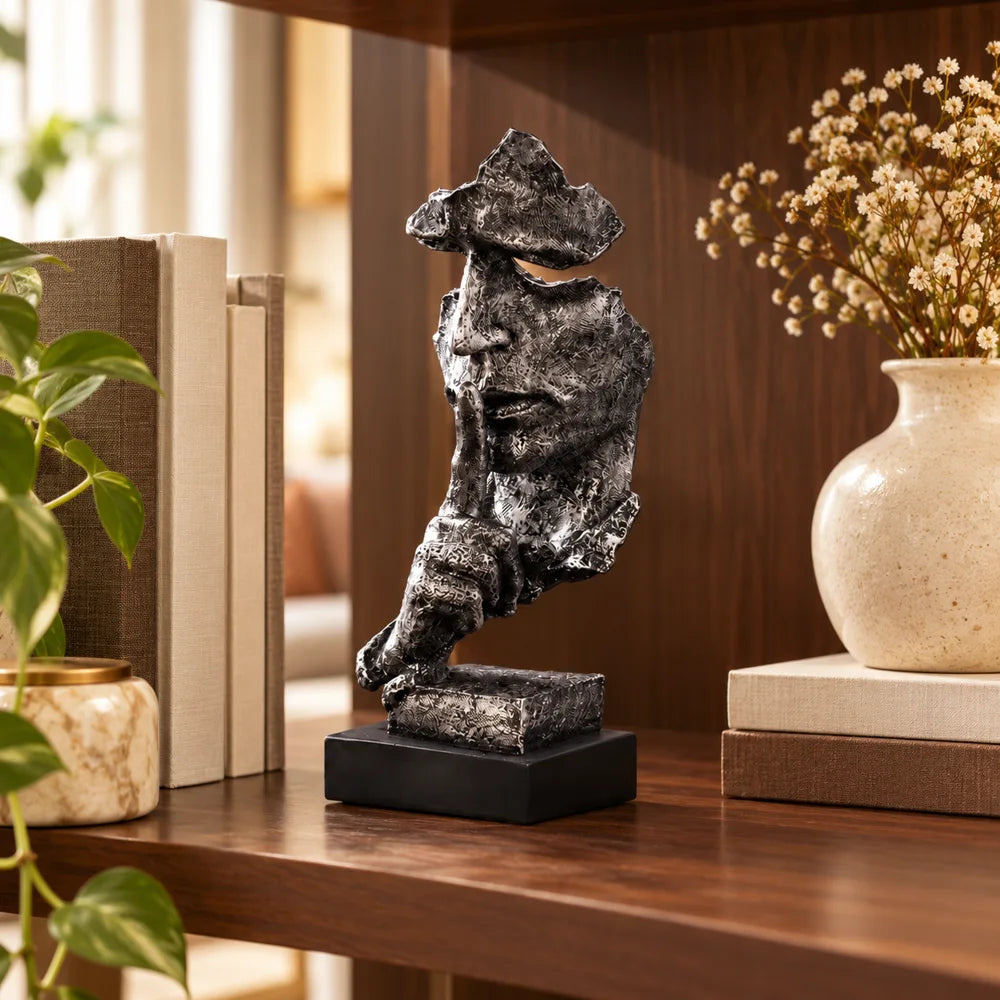 Quietude Antiqued Silver Silence Sculpture — view 2