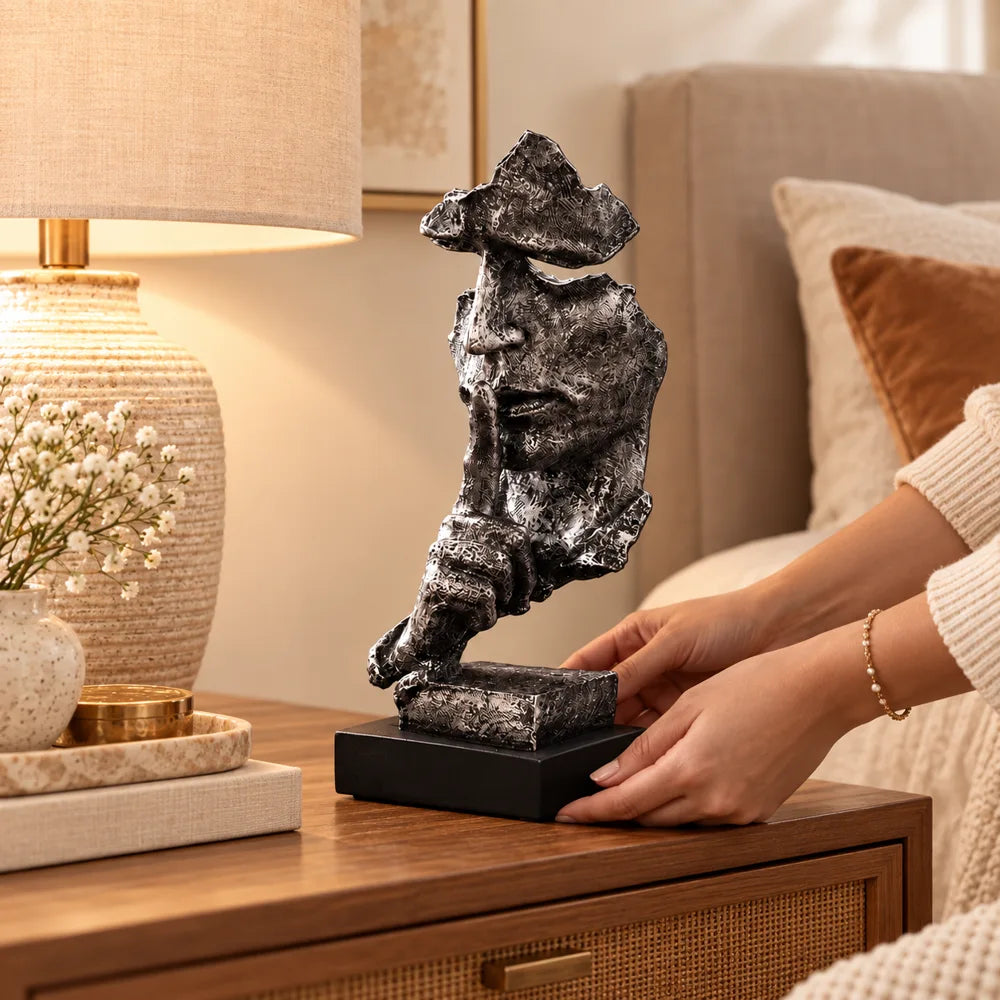 Quietude Antiqued Silver Silence Sculpture — view 3