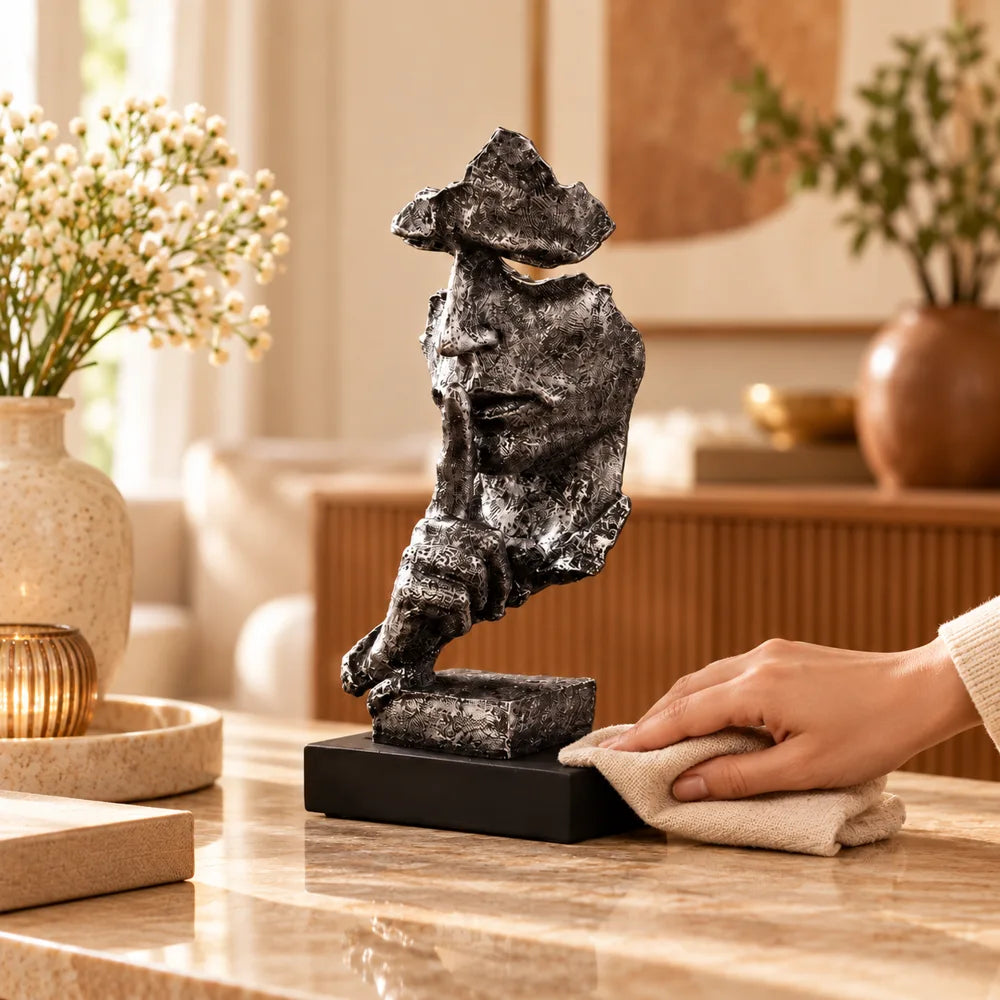 Quietude Antiqued Silver Silence Sculpture — view 5