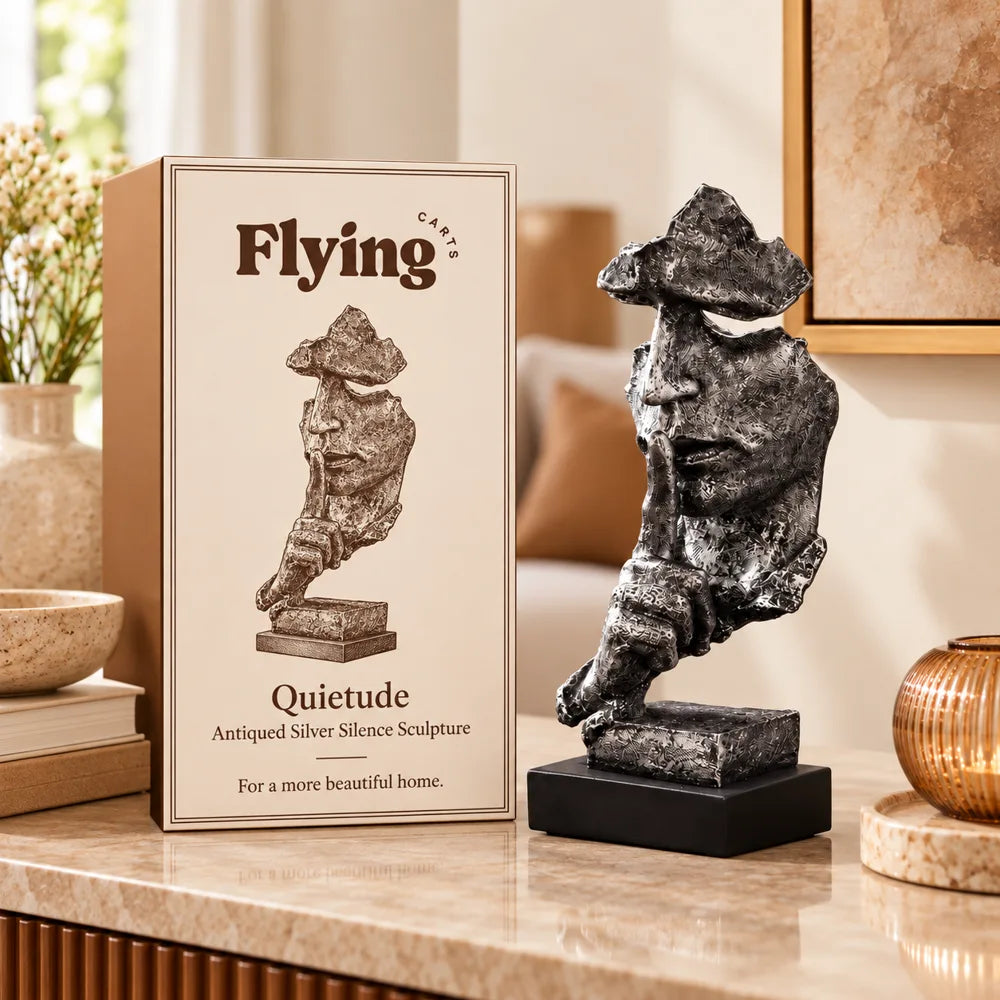 Quietude Antiqued Silver Silence Sculpture — view 6