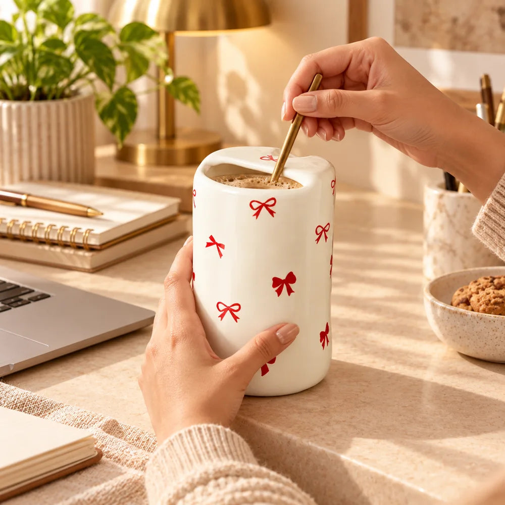 Ribbon Bow Ceramic Mug (330 ml) — view 4